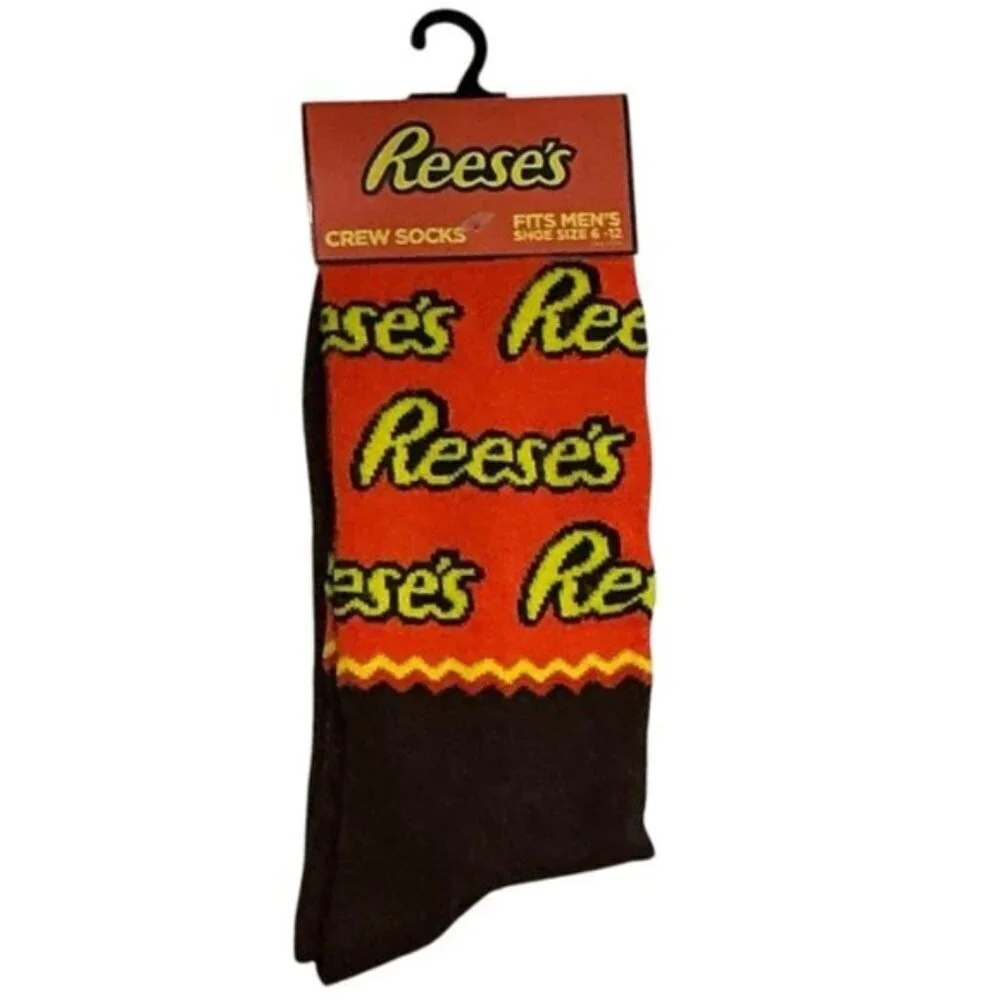 Reese’s Hershey Novelty Socks Mid Calf Crew Unisex Shoe SZ Women 7-13 Men 6-12